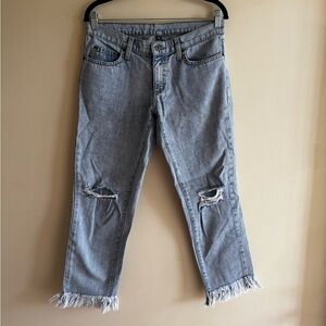 Carmar LF Bartley Fringed Light Wash Distressed Skinny Cropped Jeans